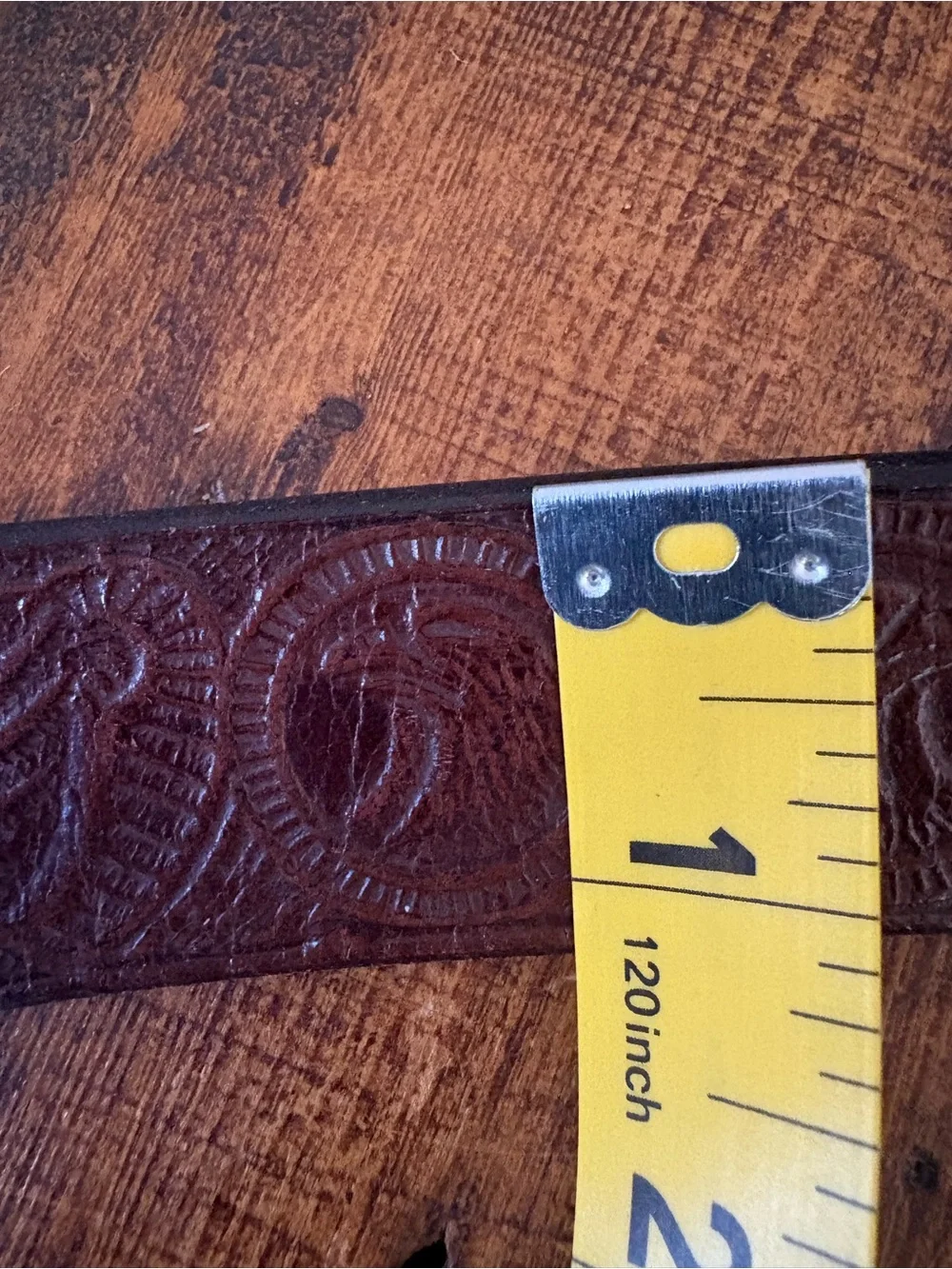Vintage CL Handtooled Flying Eagle Western Patriotic Leather Belt Brown Sz 44